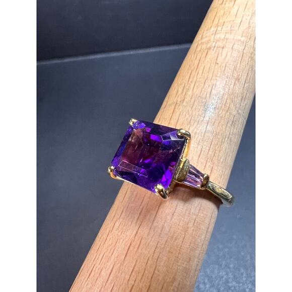 NEW African amethyst ring in vermeil yellow gold size 9 - Picture 15 of 16